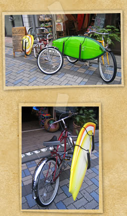 湘南　鵠沼海岸　レンタル　サーフボード　自転車
